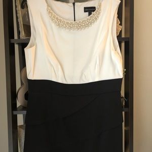 Connected Apparel faux pearl ruffled dress